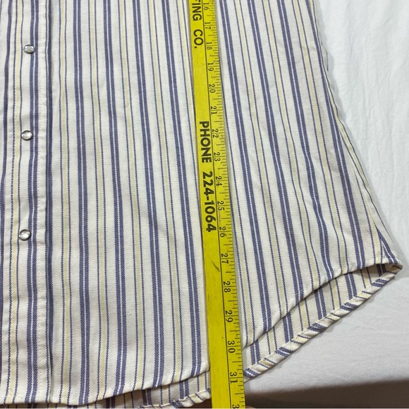 RUDDUCK Pearl snap button Shirt Vintage Striped White Short Sleeve Shirt Pockets - Picture 8 of 9